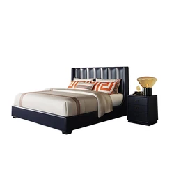 Italy design hotel leather bed stainless steel frame bunk bed sheet set bed room furniture king size super comfortable