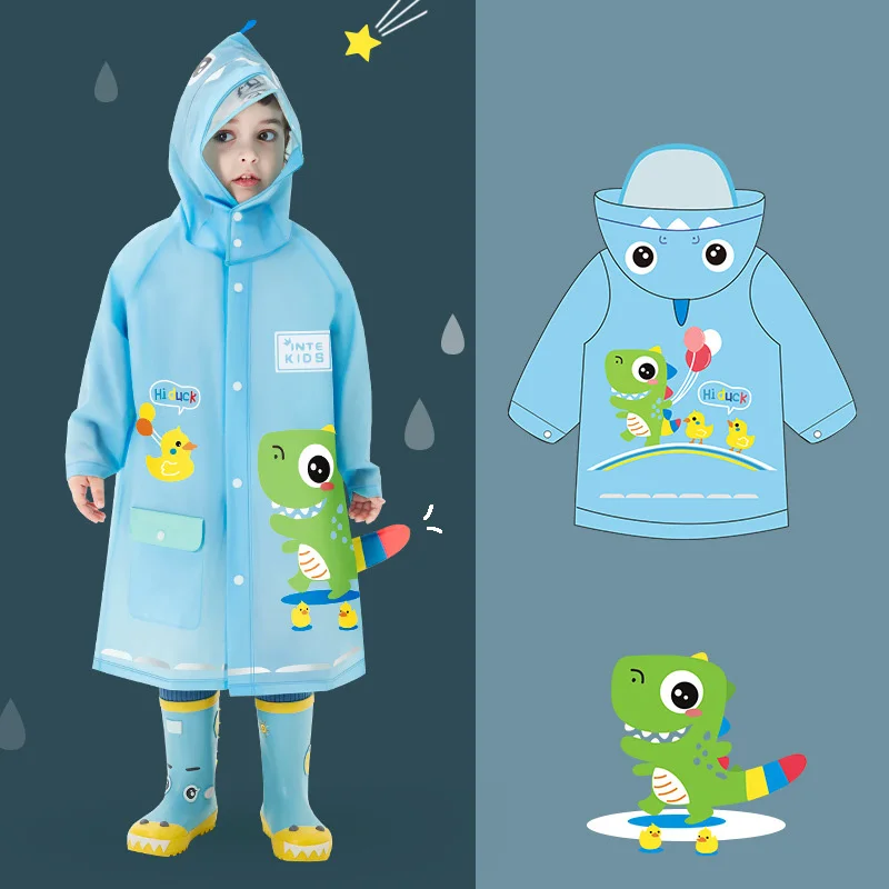 WHY447 Wholesale Children Raincoats Primary Kindergarten Waterproof Poncho EVA Cartoon School Student Working Raincoat