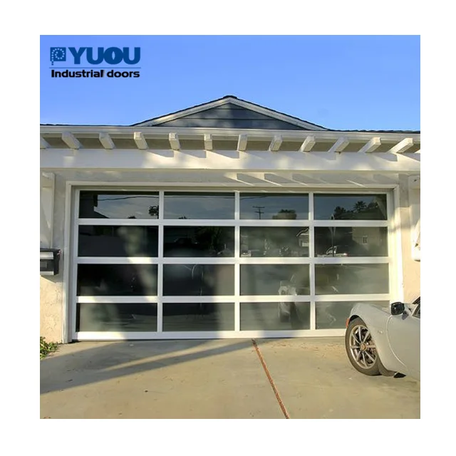 Top Manufacturer Automatic Aluminum Tempered Glass Full View Plexiglass Overhead Garage Doors