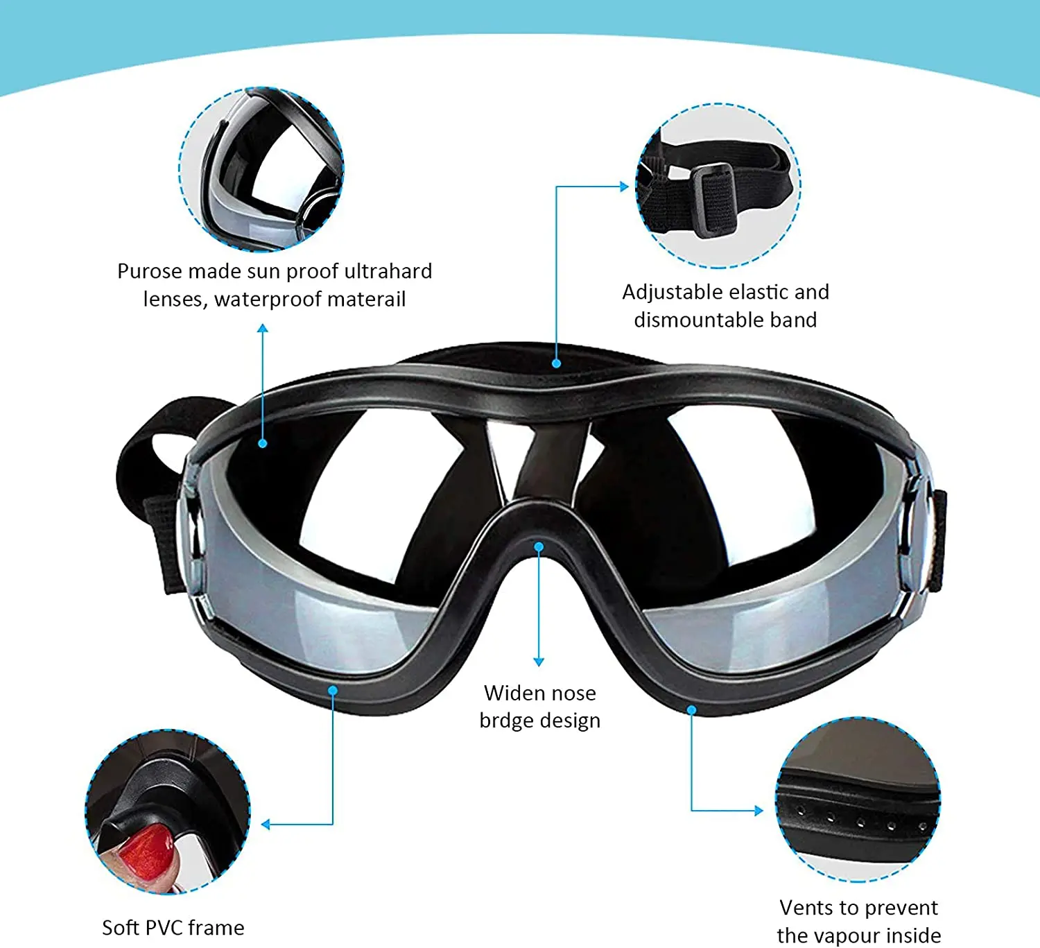 New Product Dog Goggles UV Protection Doggy Sunglasses Windproof Pet Glasses