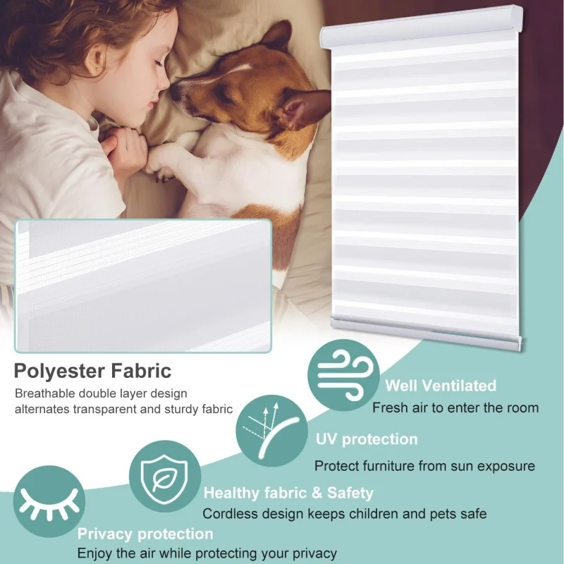 Wholesale Cordless 100% Polyester Light Filtering Sheer Shades Zebra Blinds For Window