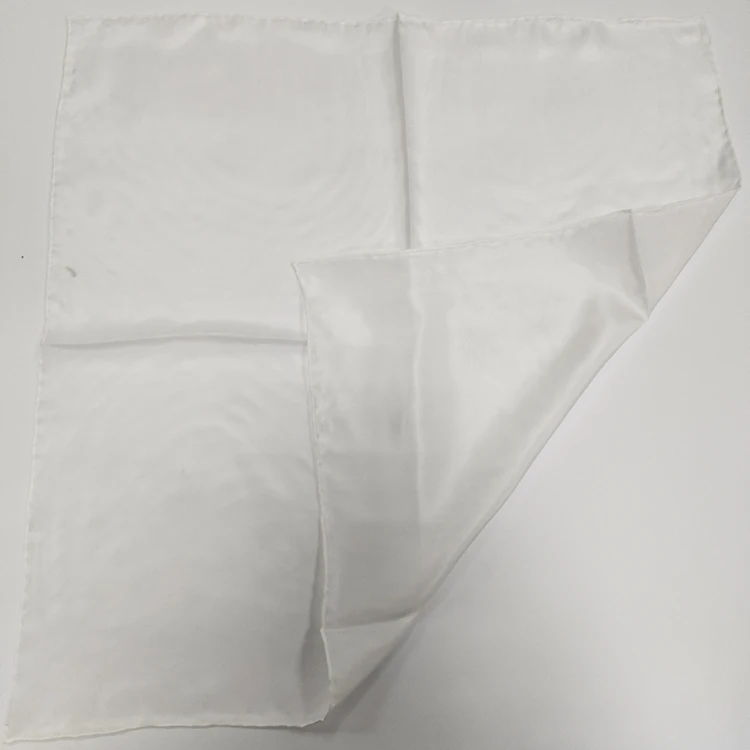 Wholesale White 8mm Silk Habotai Scarf Pure Color Square Hand Roll Hem Silk Neck Scarf