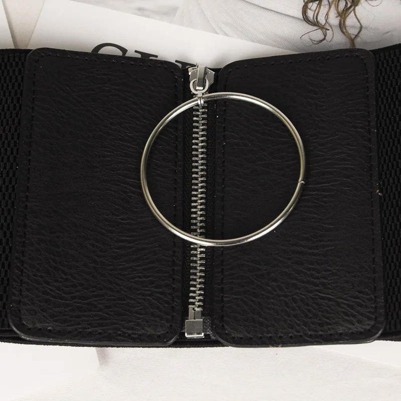 fashion custom   Negro elastic waist band  with big circle wide women belt