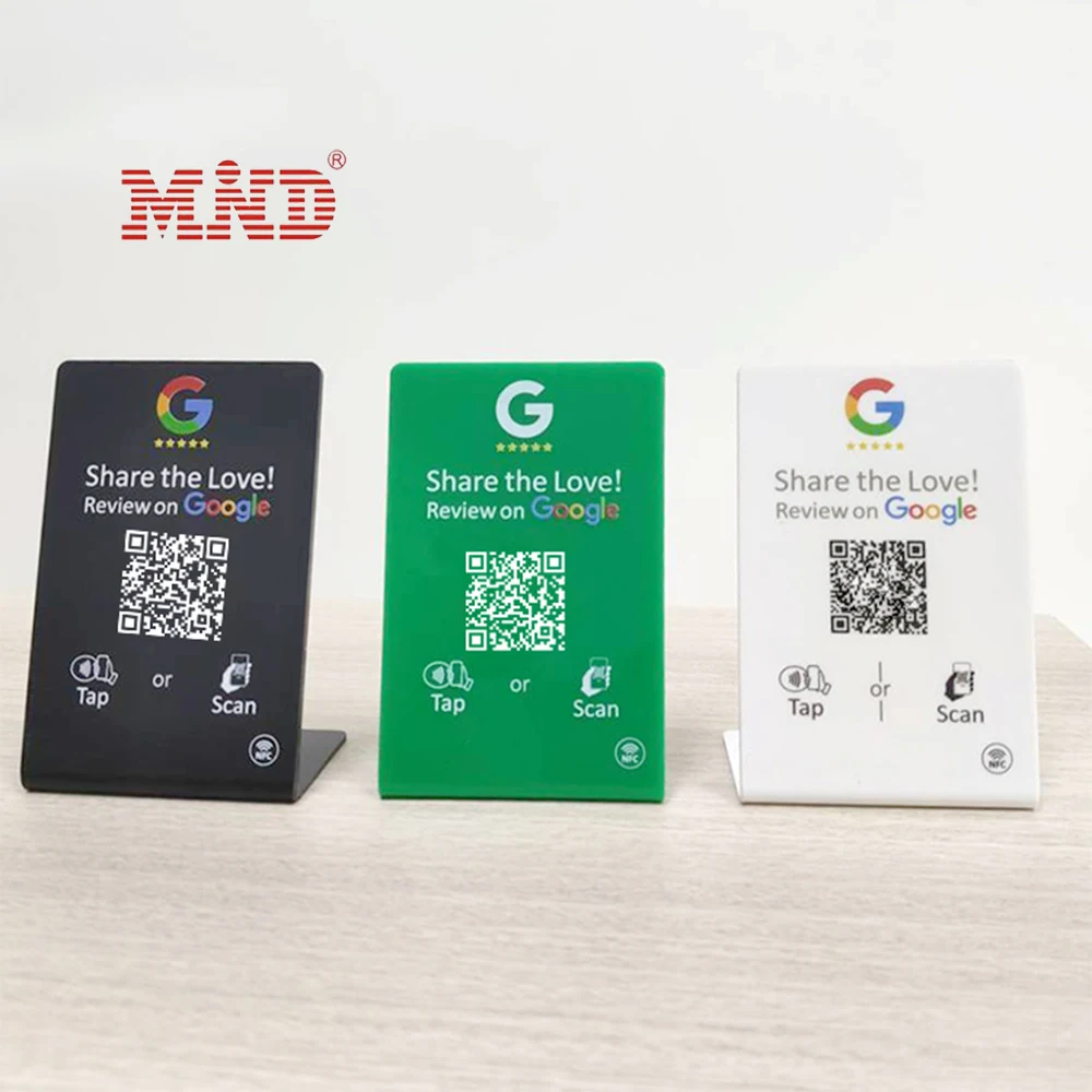 Подставка NFC акриловая 13,56 MHz NTAG 213 социальные медиа QR-код банка для ресторанного рынка Настольная Палатка выставочная стойка