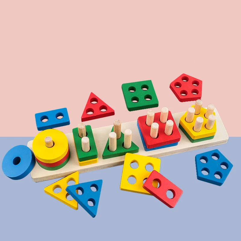 Montessori Toys Educational Wooden Toys Exercise Hands-on Ability Geometric Shapes Matching Games for Kids
