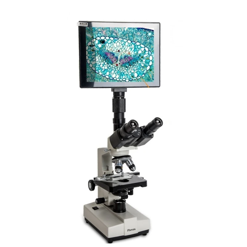 Phenix 100X-1600X Trinocular Biological Educational Microscope with Double layer Mechanical Stage