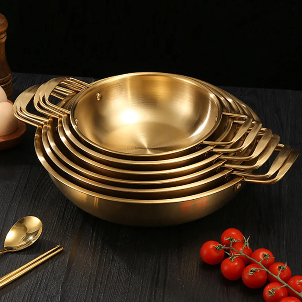 Factory Wholesale Stainless Steel Induction Paella Pans Korea Style Seafood Frying Pan Kitchen Cookware Soup Stock Pots Cooking