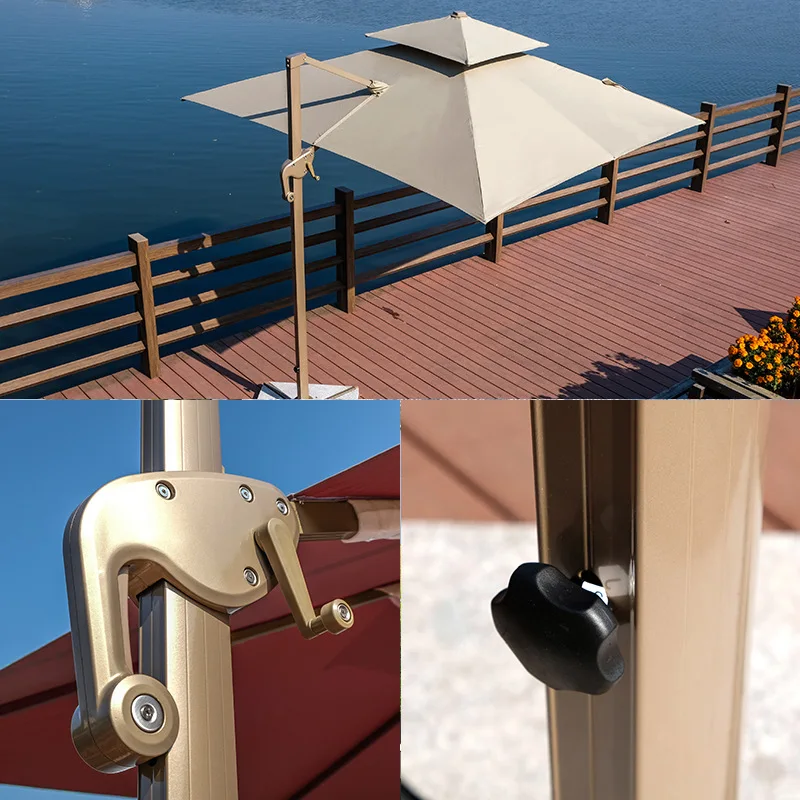 Solar Outdoor Umbrella Courtyard Sunshade Umbrella with Solar Light Roman Style Solar Umbrella with Light Use for Beach Villa