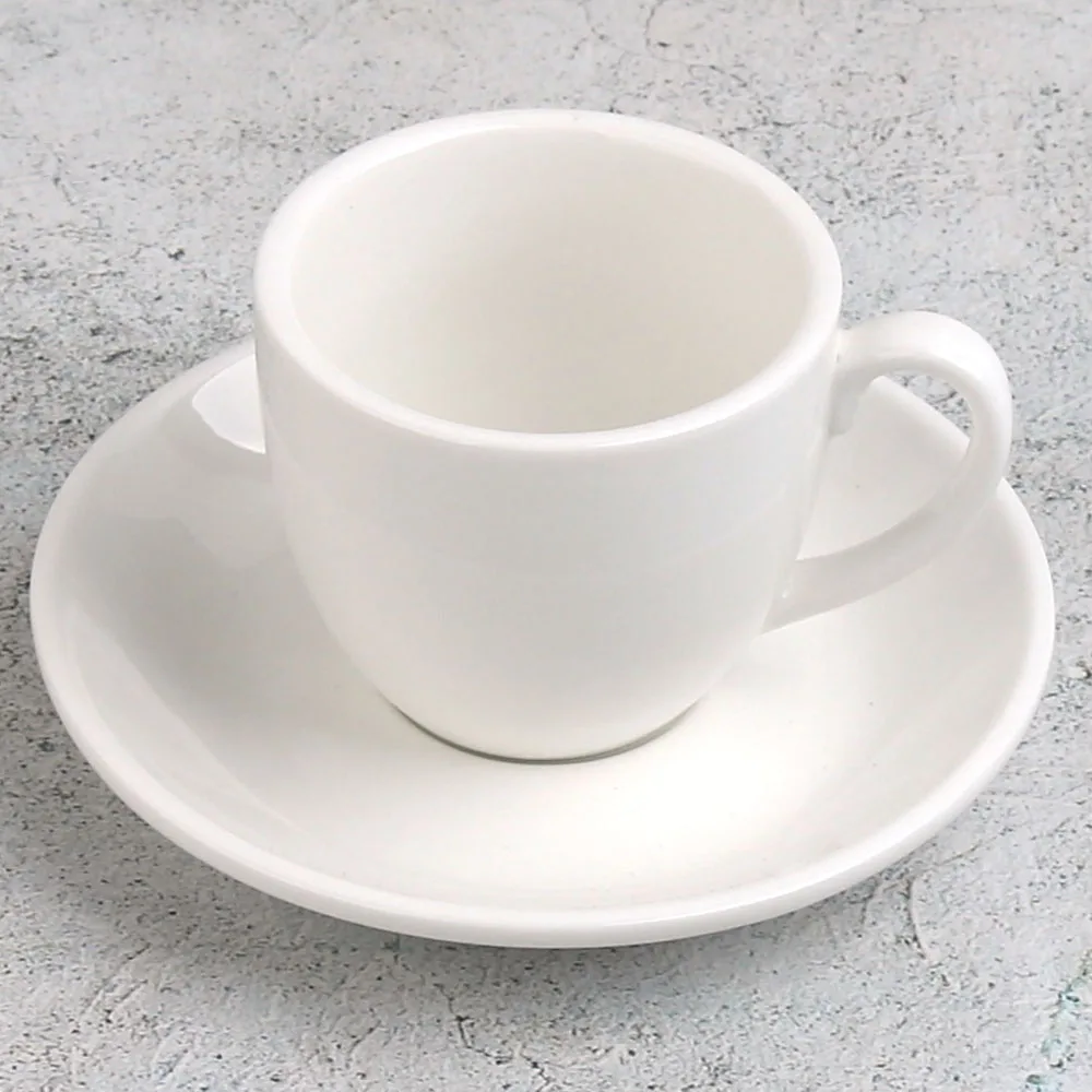 3,5 унций, однотонная белая керамическая фарфоровая чашка для кофе эспрессо с блюдцем