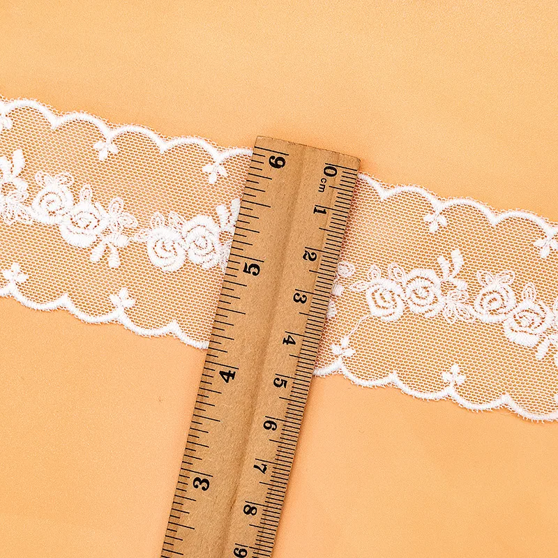  Eco Water Trimming Crochet Polyester Cotton Lace Trim for Garments Offwhite Jacquard Technics Fabric