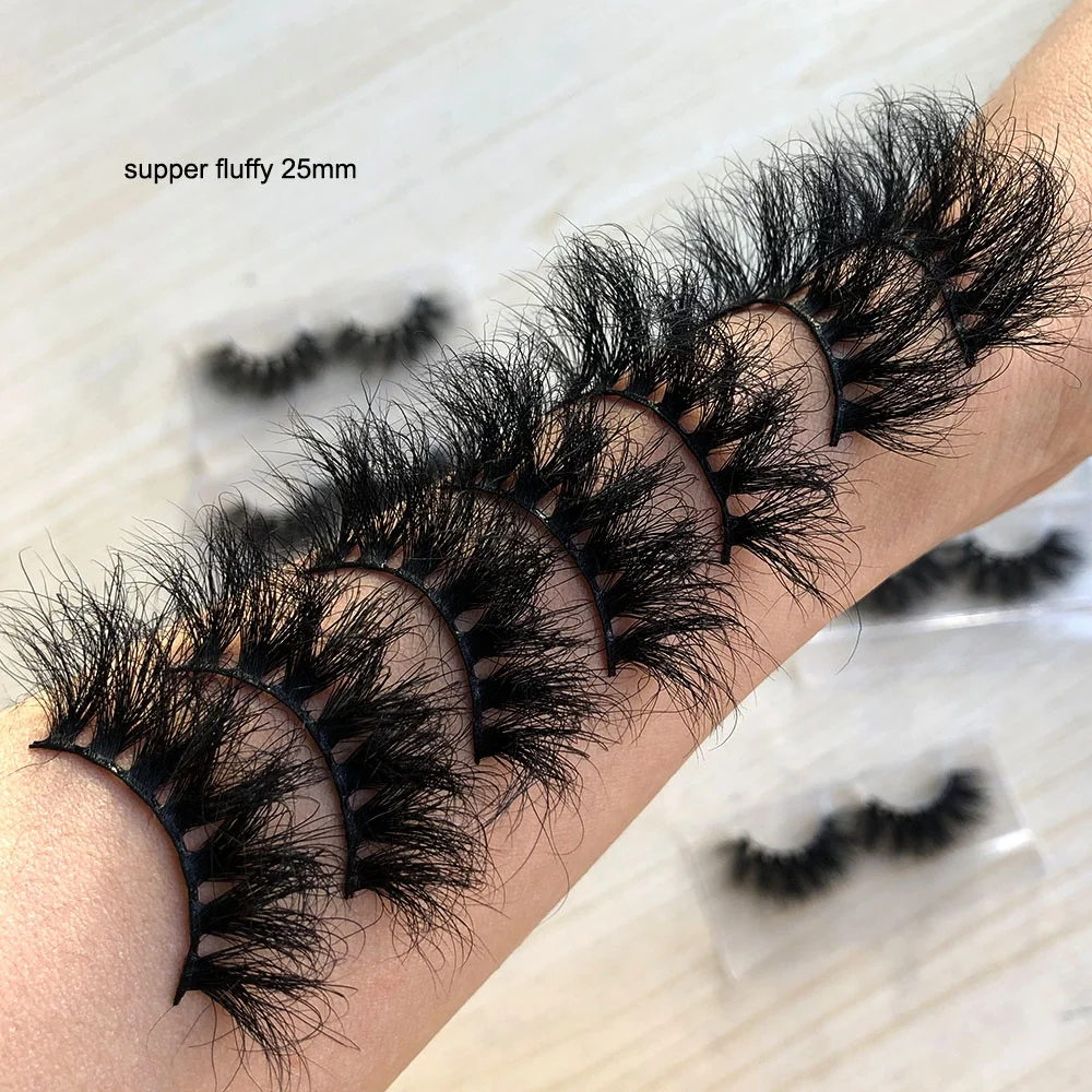 NEW false eyelashes fluffy  best selling lashes3d wholesale  vendor color 25mm 5d mink eyelashes full strip lashes