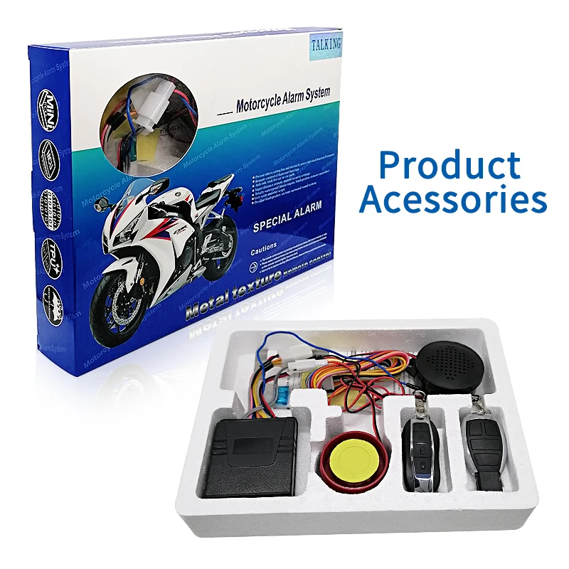 Motorcycle Talking Alarm System Supports Multiple Languages Remote Engine Start Stop Motorcycle Alarm Immobilizer