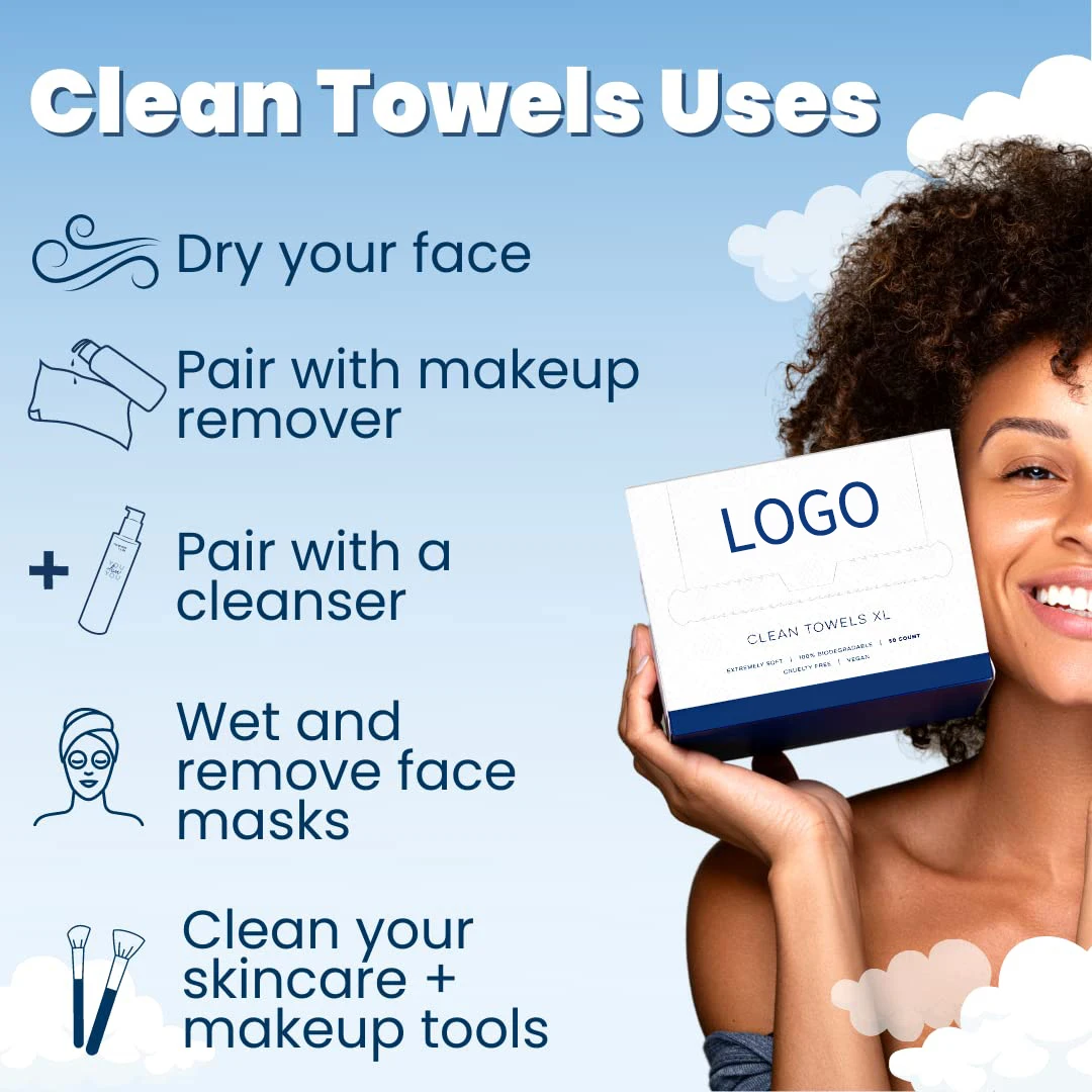 Soft Comfortable Eco-friendly Biodegradable Salon Clean Skin Club Clean Towels Xl Disposable Facial Towels