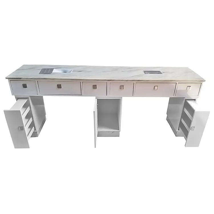 original factory cheap Modern white manicure table used nail salon furniture with light and dust collector