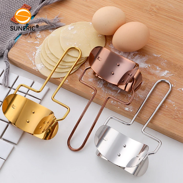 Stainless Steel Manual  Dough Cutter and Pastry Wrapper Roller Metal Dumpling Skin Maker for Kitchen Use