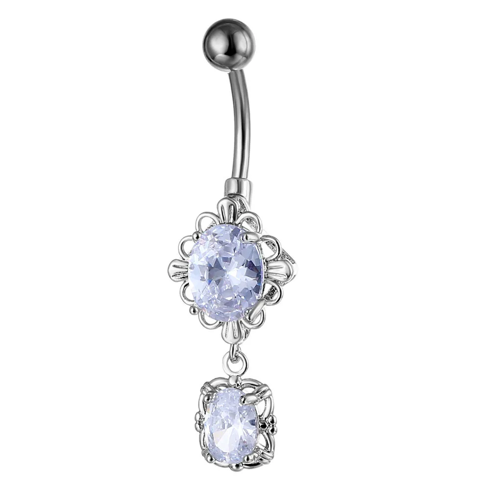 2024 Sexy Lady Piercing Ombligo Body Jewelry Vintage Luxury Stainless Steel Crystal Zircon Flower Belly Button Rings