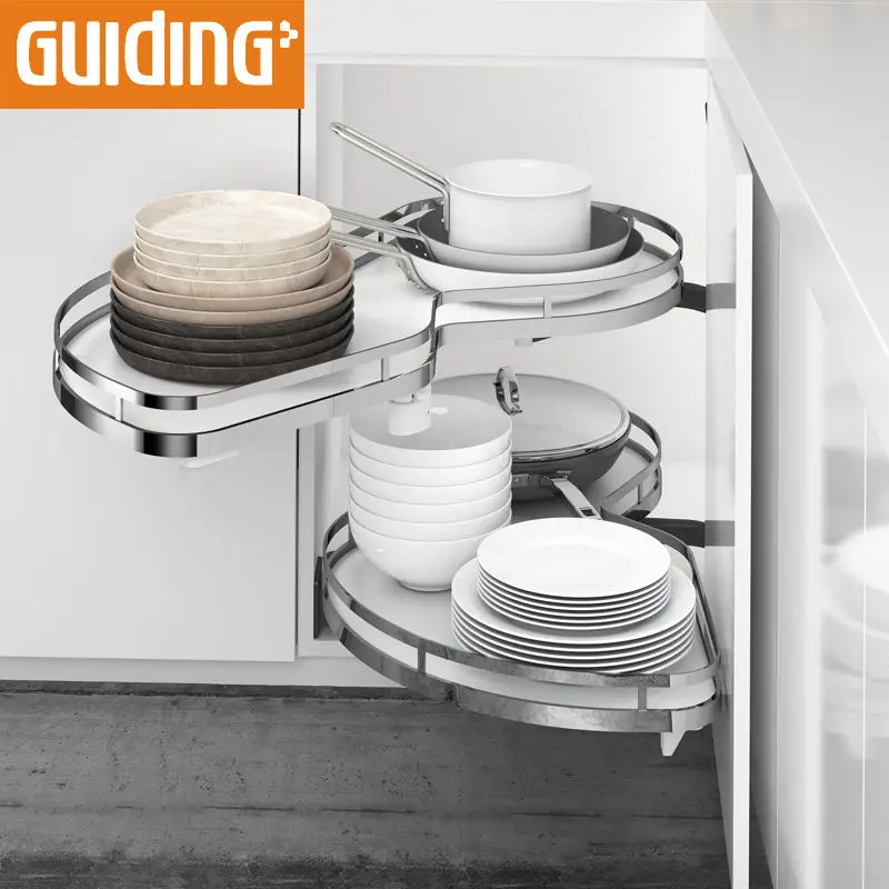 Space Saving Swing Trays Soft Close Revolving Corner Basket Kitchen Drawer Basket Magic Corner