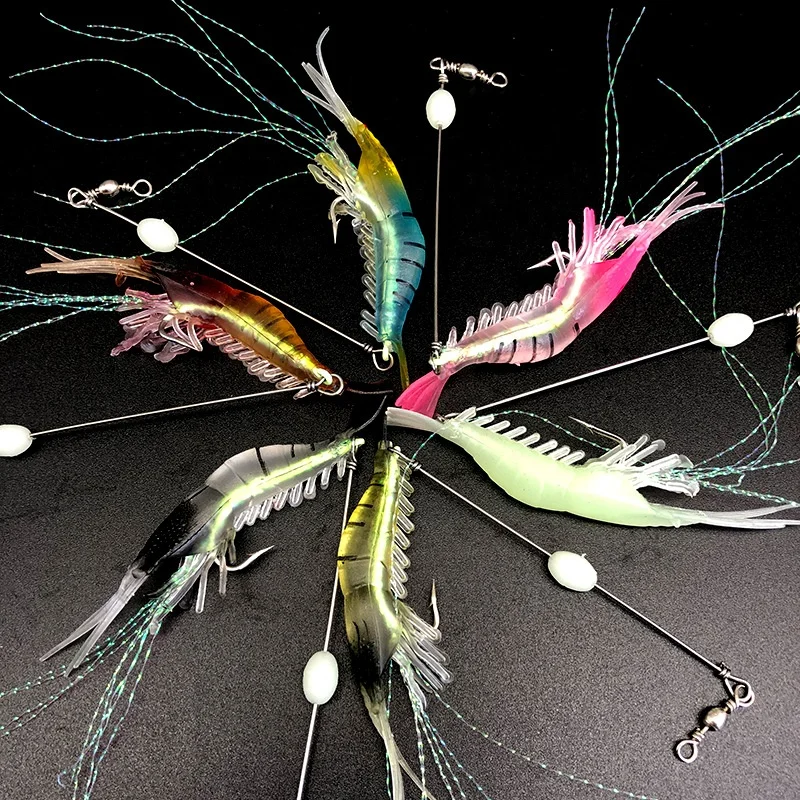 9cm 7g Fishing Lures Luminous Shrimp Lures Soft Lures 7 Color Artificial Baits Carp Soft Fishing Tackle