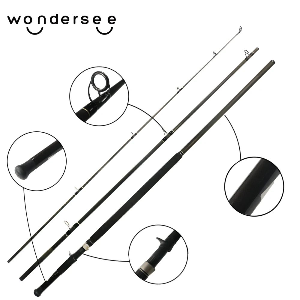 Wondersee OEM/ODM Factory High Carbon 3 Section Solid Glass Fiber Casting Reel Blank 4.2M Fishing Surf Rod
