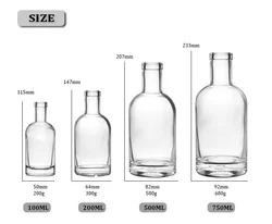 500ml 750ml Whisky Gin Vodka Bottle Thick Bottom Glass Bottle  for Liquor