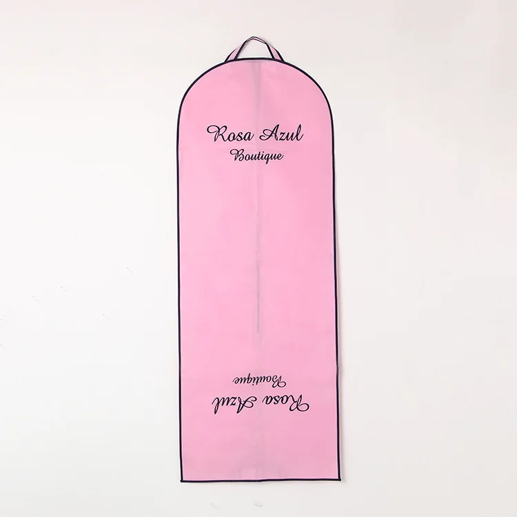 Wholesale pink long bridal wedding gown dustproof garments bag with logo