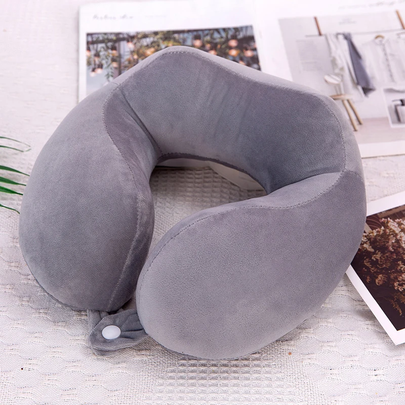 Customizable Logo Soft Foam Travel Pillow U-shaped Plush Camping Car Neck Pillow Made Of Cotton Polyester Air-filled Office Use