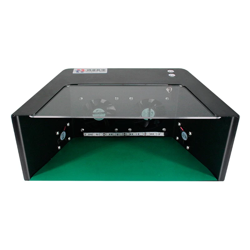 Hongzhun CA-710 UV Lamp Curing Disinfect 3 Lights+4 Fans Mini Dust Free Room Box Clean Bench for Desk on Table Anti Static