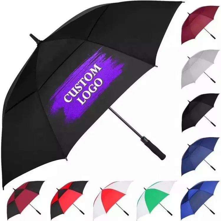 Suppliers manufacturer wholesale 30 inch large windproof logo prints big luxury gifts  promotional branded custom golf umbrella