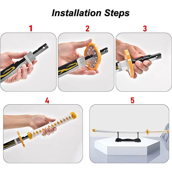 104 cm Katana Swords Demon Slayer Abs Bamboo Wooden Samura Sword Anime Cosplay Props Weapon Toy