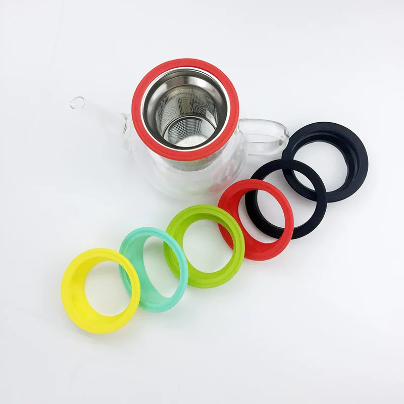 Laser Engraved Logo Stainless Steel Loose Leaf Tea Strainer Stepper Extra Fine Tea Infuser Basket with Silicon Rim and Lid