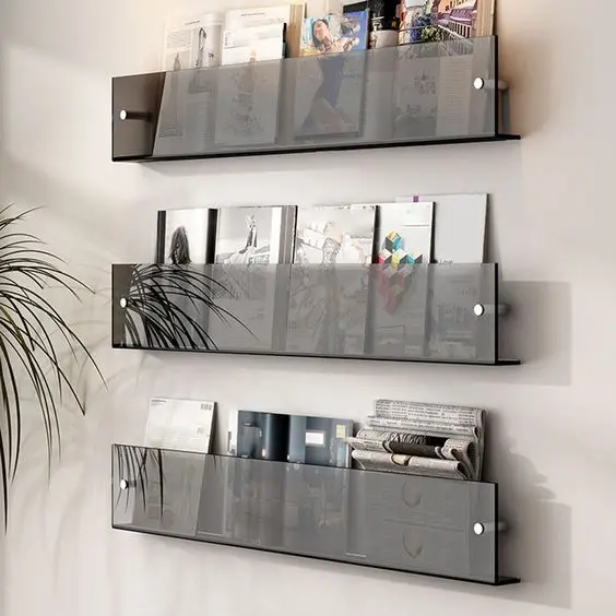 Acrylic Wall Mounted Display Storage Rack Acrylic Wall Book Shelf
