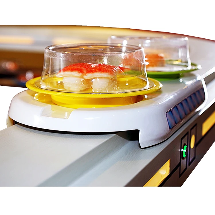 rotary hot sale best discount conveyor bend belt dinning table sushi train with computer system electric-driving bend belt