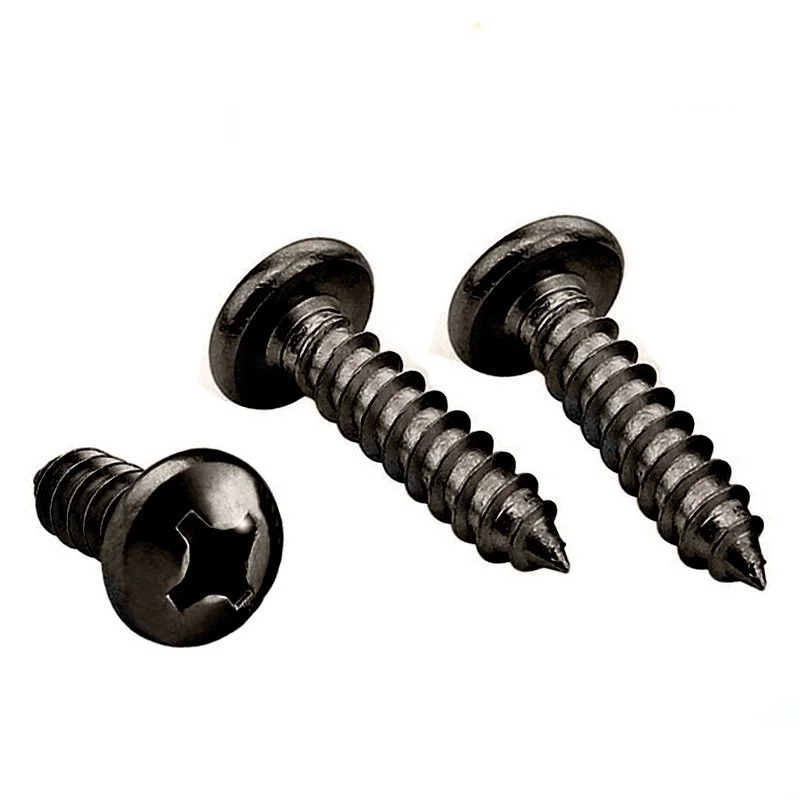 M1.2 M1.5 M2 Black Stainless Steel PA Cross Recessed Pan Head Self Tapping Screw GB845 Head Zinc Coated  Self-tapping screws