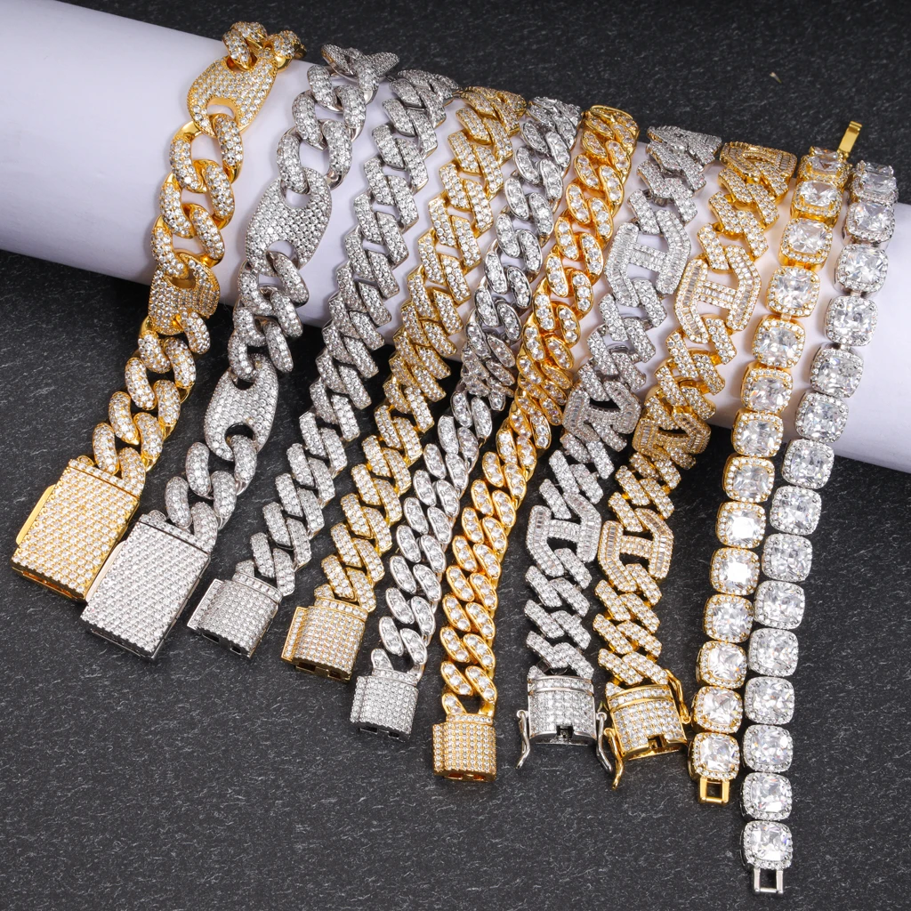 Jewelry Factory Suppliers Stainless Steel Cuban Chain Bracelet Plated Platinum/18K Gold Bracelet For Man
