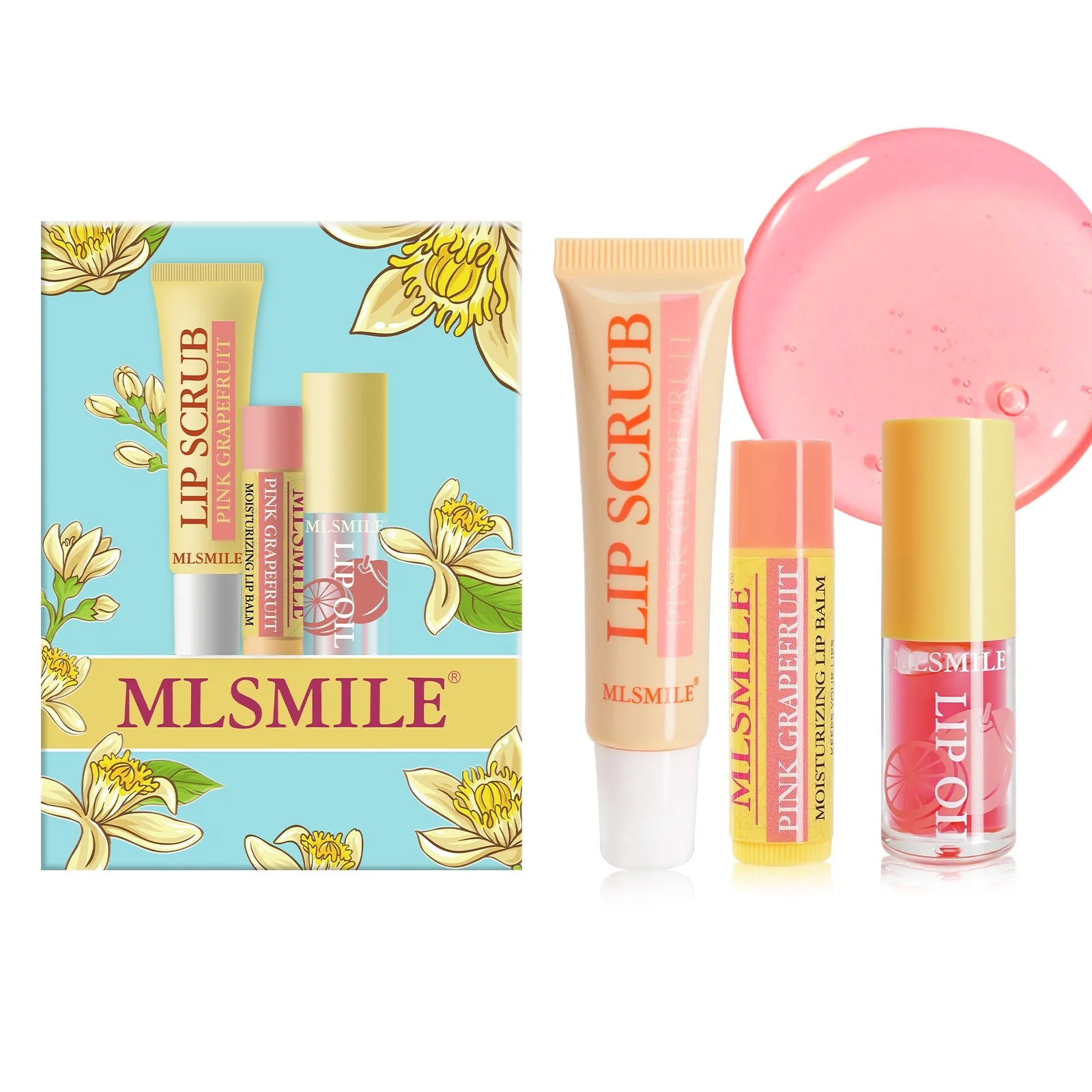 MLSMILE Lip Treatment Kit Anti-chapping Brighten Exfoliate Hydrating Smooth Scented Scrub & Balm & Oil 4 In 1 Lip Care Combo Set