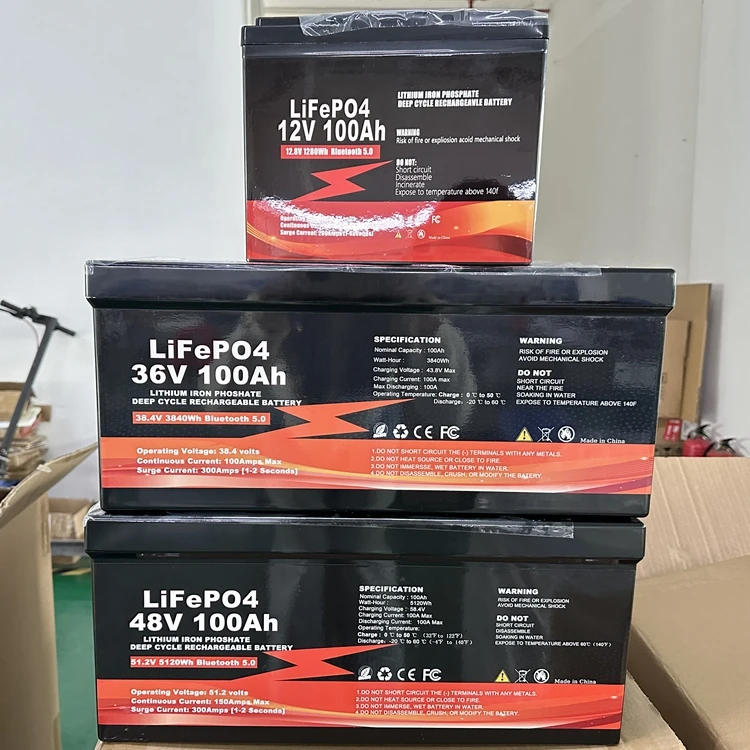EU Warehouse Wholesale  LiFePo4 Battery 12V 50AH 100Ah 200Ah 400Ah  Bluetooth IP65 Waterproof Heating Balance Solar Battery