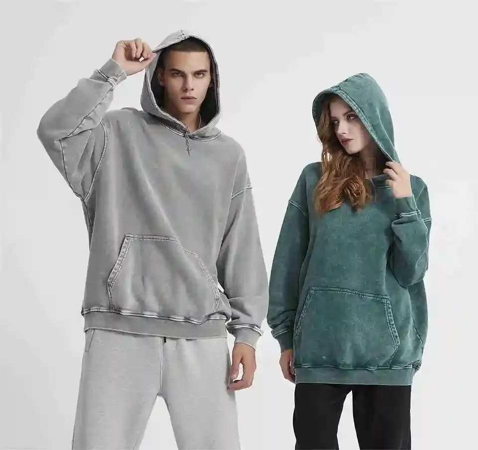 Heavyweight 450 Gsm Hoodie Sweatshirt NO String Custom Men Distressed Over Sized Blank Dark Grey Acid Vintage Washed Hoodie