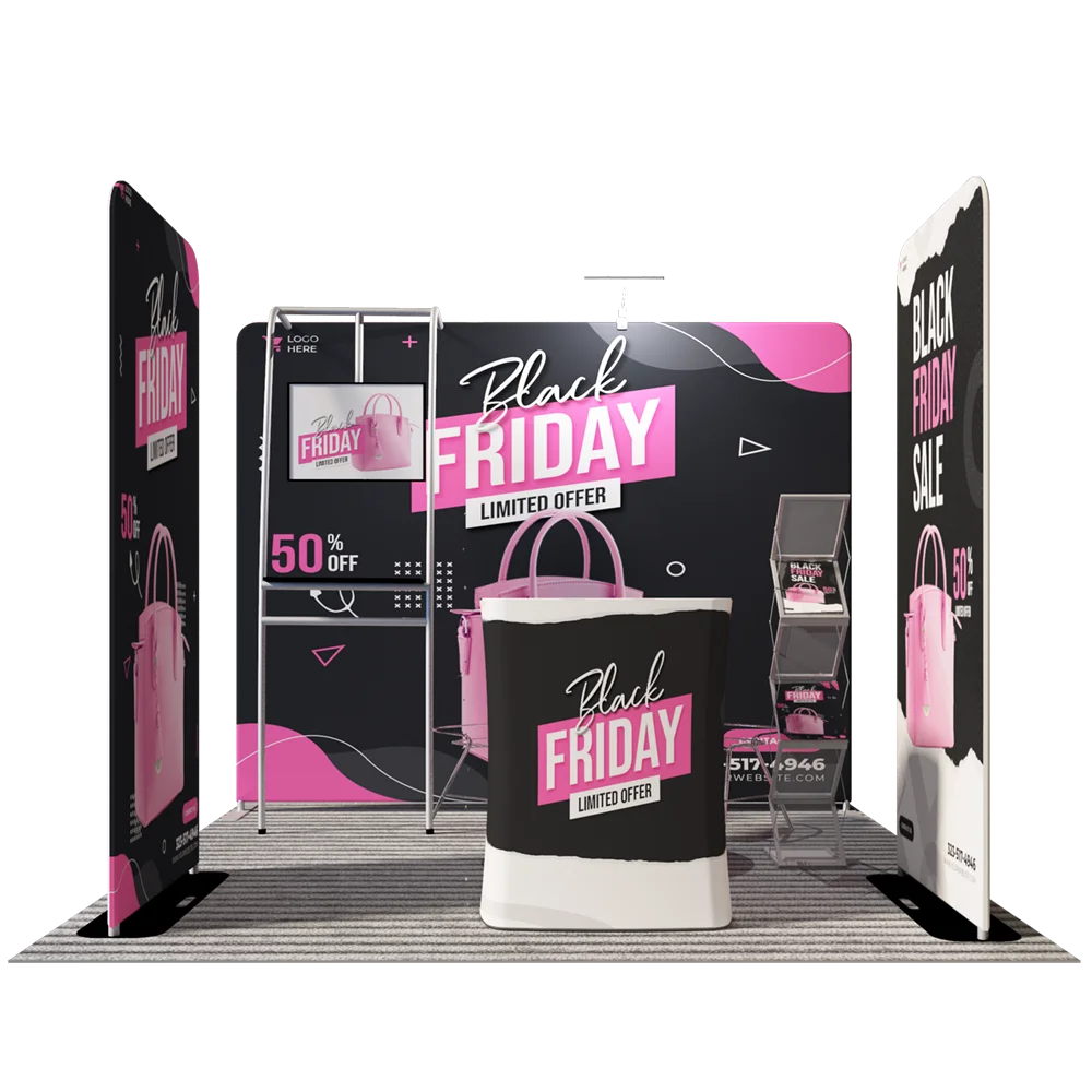 3x3 Quick Set up Aluminum Alloy Tube Exhibition Stand 10x20ft Portable Standard Trade Show Booth Display