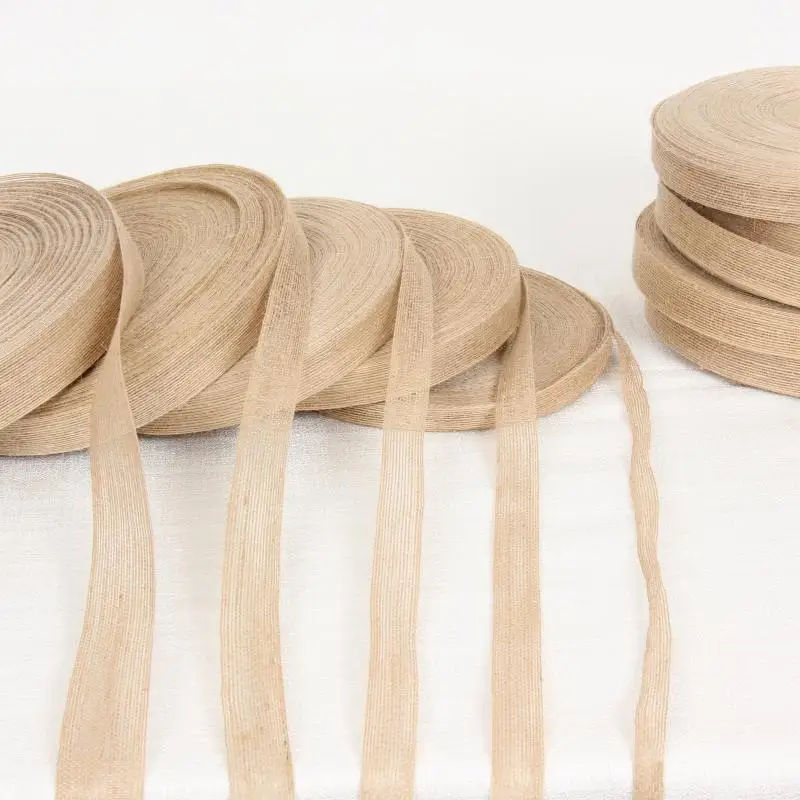 2.5cm Fish Silk Hemp Linen Strap Burlap Jute Ribbon Decorative Burlap Linen Ribbon for DIY Wrap Crafts Gift