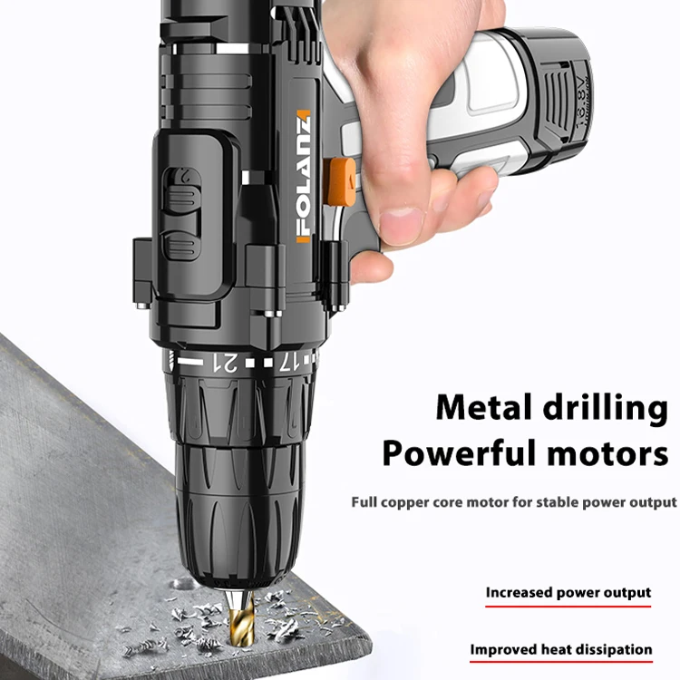 Wholesale 800W Portable Cordless Electric Impact Drill Power Tools Kit 12V 2000MAH Li-ion Battery 10mm Brushless Motor OEM