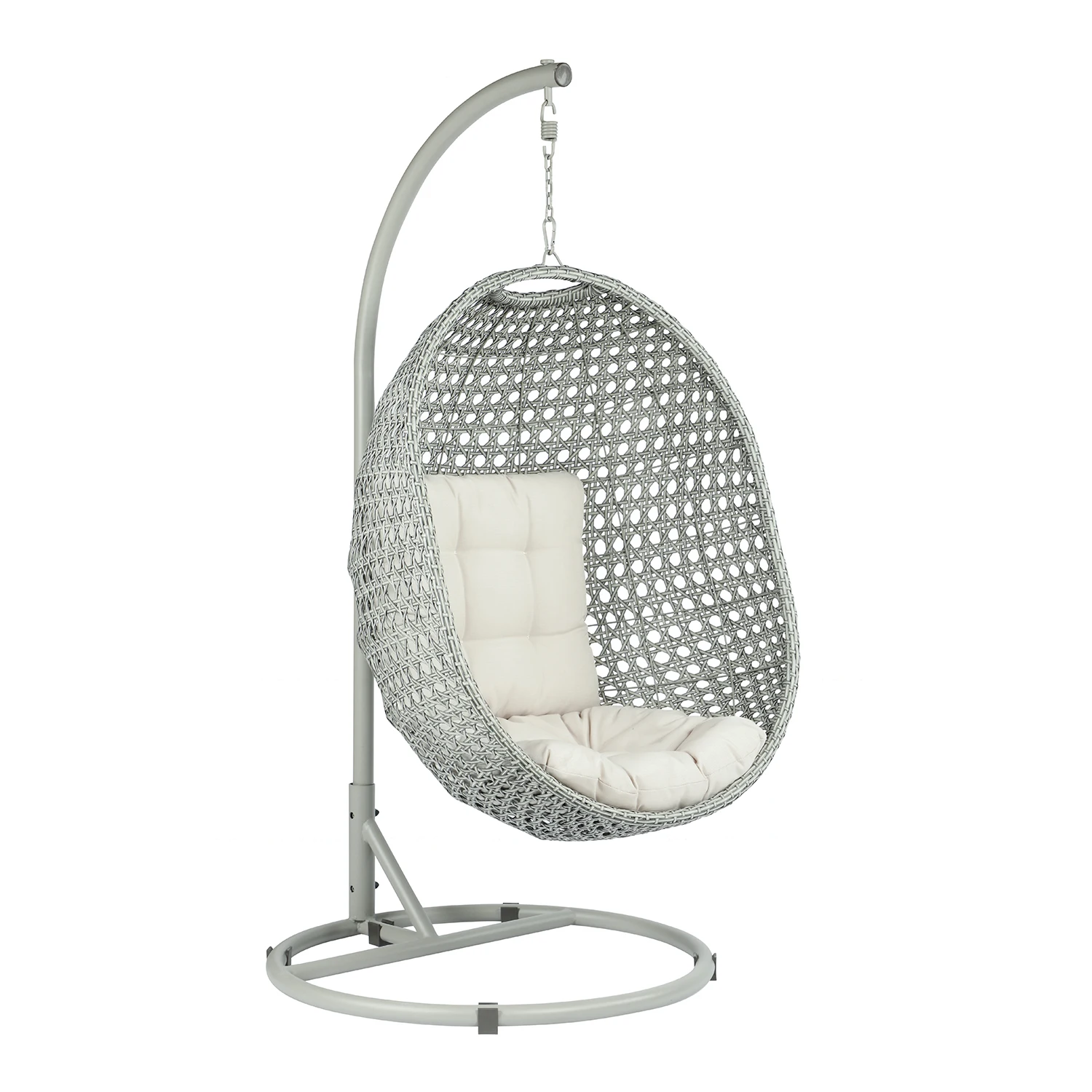 2021 outdoor furniture metal patio wicker rattan hanging basket swing chair tear drop egg with stand and cushion