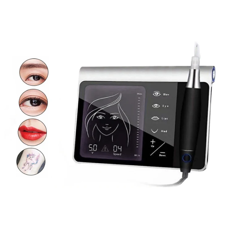 Black Digital PMU Microblading Pen Stainless Steel Electric Tattoo Gun Kit for Eyebrows Lips Skin Permanent Makeup Machine