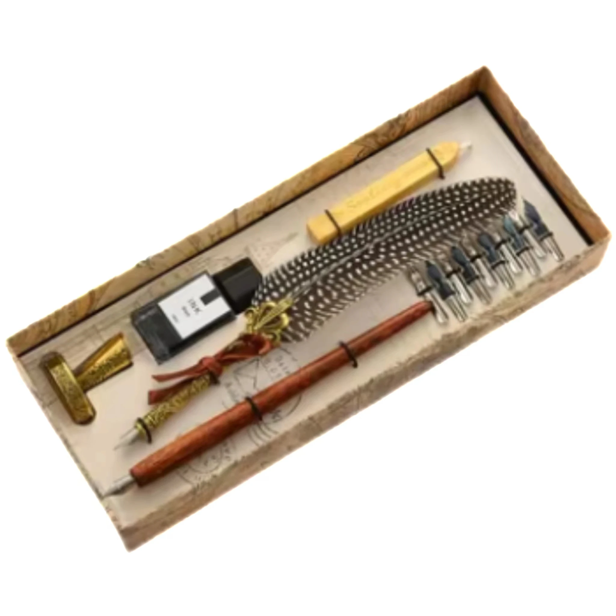 Набор для каллиграфии в стиле ретро ручка с перьями и чернилами сверкающая под старину