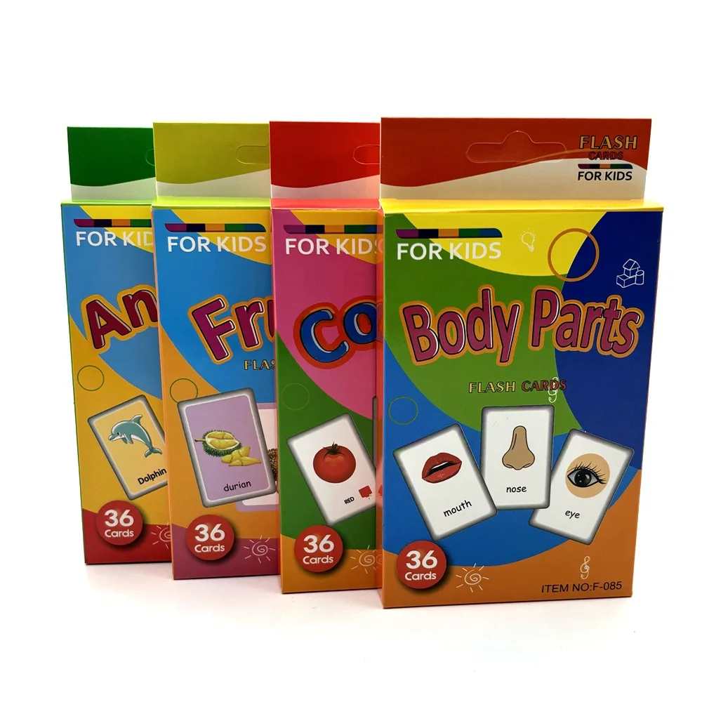 Infant Early Education Flash Cards Color Visual English Word Cognition Teaching Aids Cross-Border Educational Toys