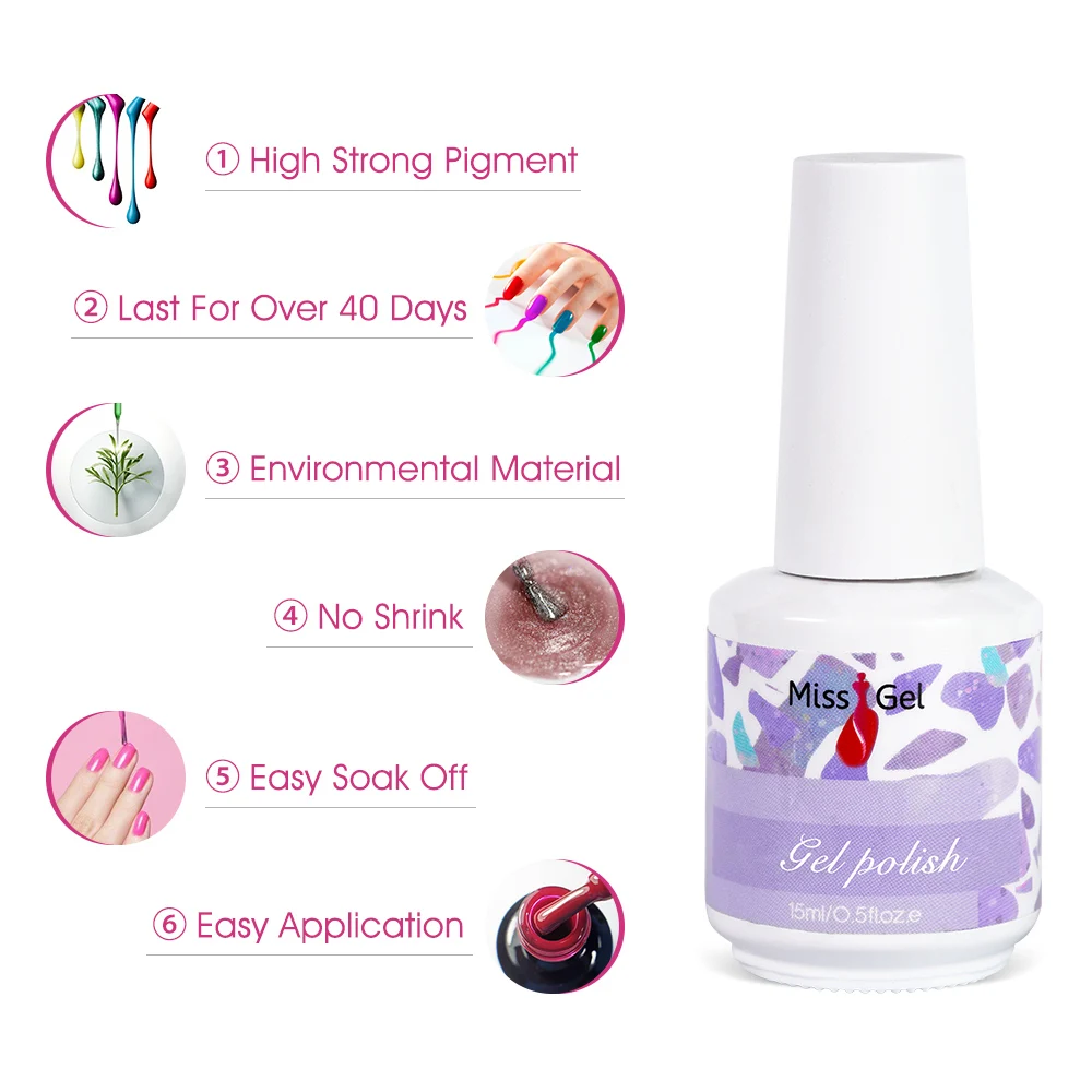 Missgel New Arrivals Nail Gel Set 16 Colors Wholesale 15Ml Soak Off Gel Nail Polish Set