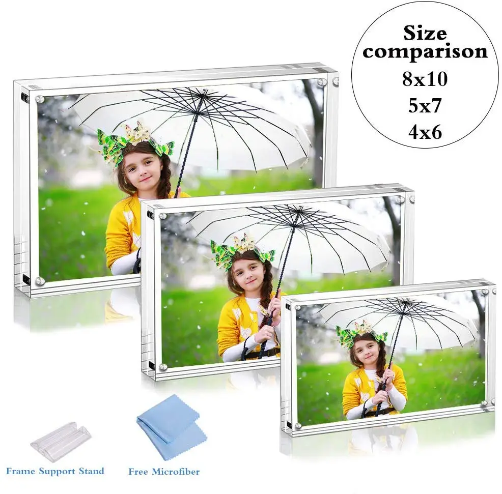 
Acrylic Photo Frame 4x6-5 Piece Gift Box Packaging, Birthday Wedding Party-Clear Family Desktop Double-sided Photo Frame 