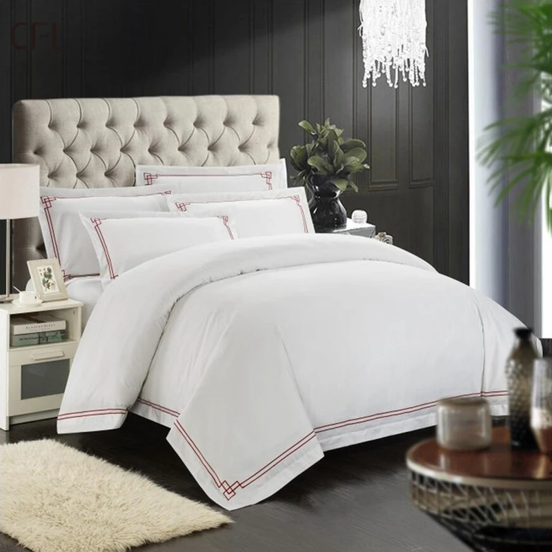 High Quality White Jacquard Hotel Linen Luxury Duvet Cover For Sheraton Hotel