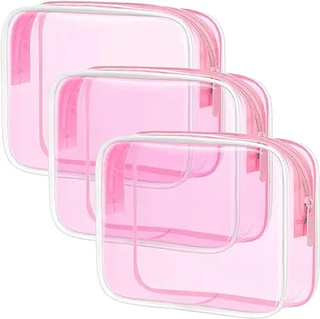 Carry out Toiletry Clear Makeup Bag Waterproof pvc Bag custom size and color Travel Makeup Cosmetic Bag for Women Men