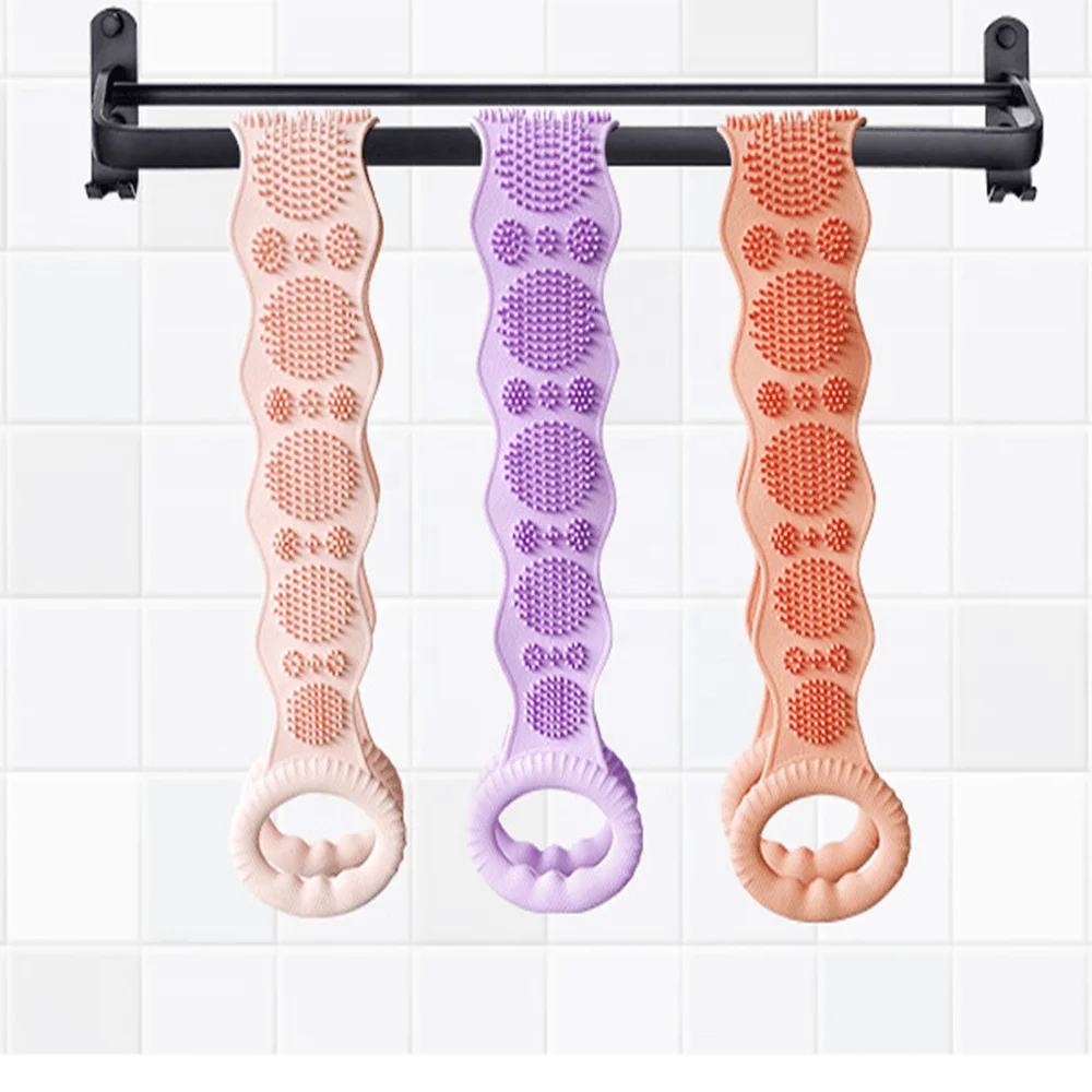 Customised Silicone Bath Scrub Towel Back Wash Scrub Novelty Back Brush Belt Easy To Clean Suitable For Shower