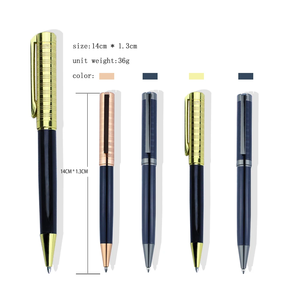 Customized Loge Gun Black Rose Gold Copper Engrave Metal Ballpoint Pen for Business Office